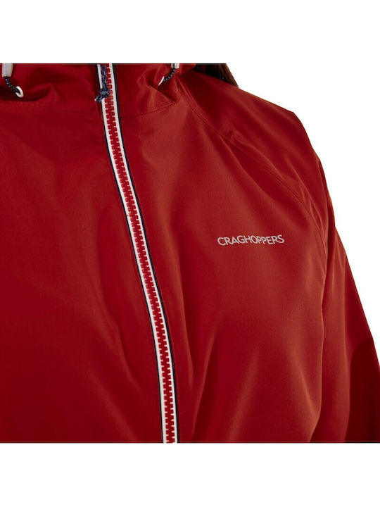 Salina Pomp Women's for Hiking Short Sports Jacket Waterproof and Windproof for Spring or Autumn with Hood Red