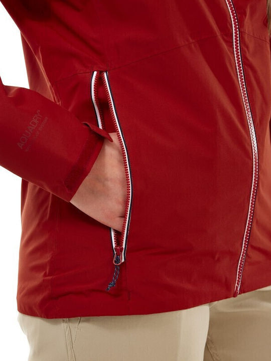 Salina Pomp Women's for Hiking Short Sports Jacket Waterproof and Windproof for Spring or Autumn with Hood Red