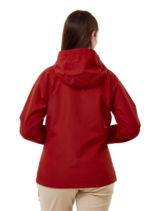 Craghoppers Salina Pomp Women's Hiking Short Sports Jacket Waterproof and Windproof for Spring or Autumn with Hood Red