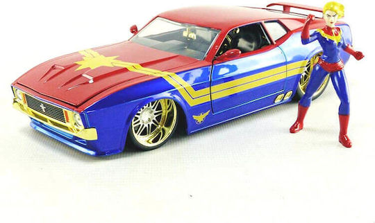 Jada Toys Marvel Captain Marvel 1973 Ford Mustang Mach 1 Sammelbare Figuren Replik in Maßstab 1:24