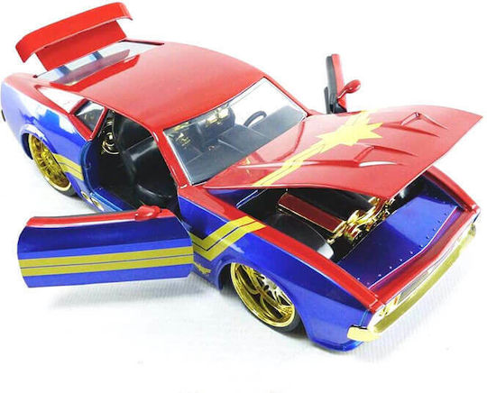 Jada Toys Marvel Captain Marvel 1973 Ford Mustang Mach 1 Sammelbare Figuren Replik in Maßstab 1:24