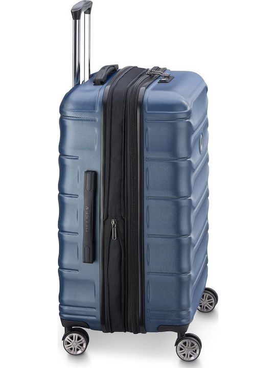 Delsey Meteor Medium Hard Blue Suitcase With 4 Wheels Height 68cm