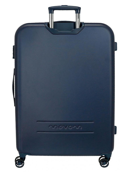 Movom Large Hard Suitcase Navy Blue with 4 Wheels Height 80cm