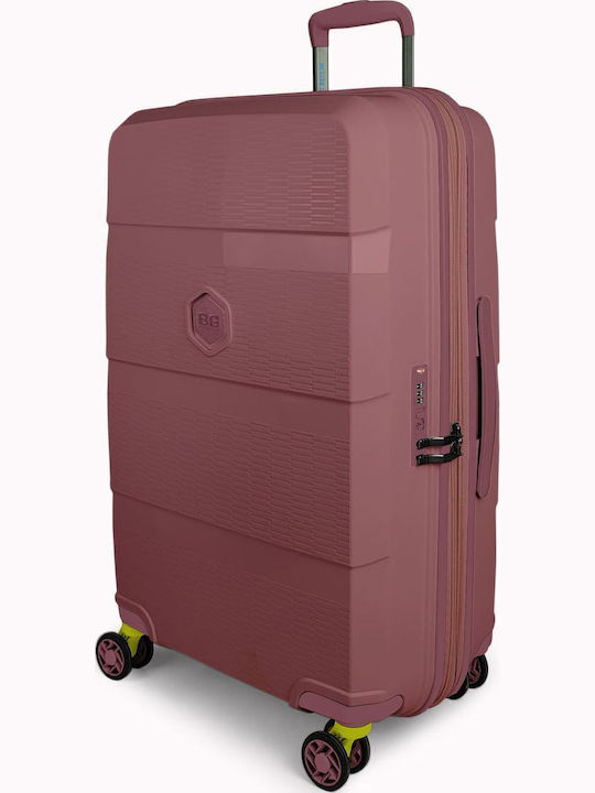 Bg Berlin Expandable Zip2 Large Hard Pink Suitcase with 4 Wheels Height 81cm