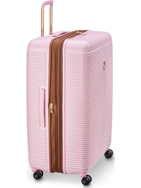 Delsey Freestyle Large Hard Pink Suitcase With 4 Wheels Height 82cm