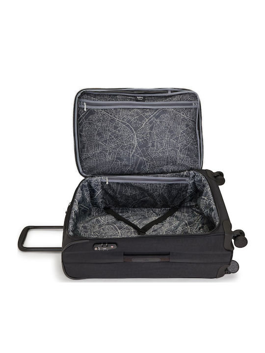 Kipling New Youri Medium Fabric Black Suitcase With 4 Wheels Height 68cm