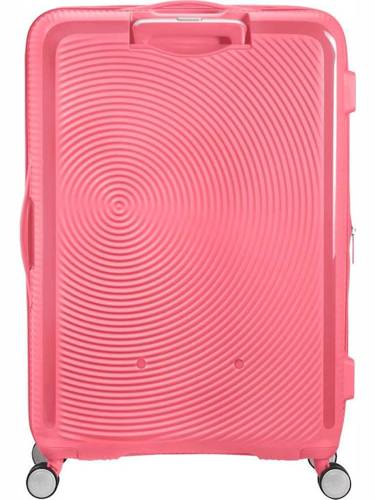 American Tourister Soundbox Large Hard Suitcase Sunkissed Coral With 4 Wheels Height 77cm