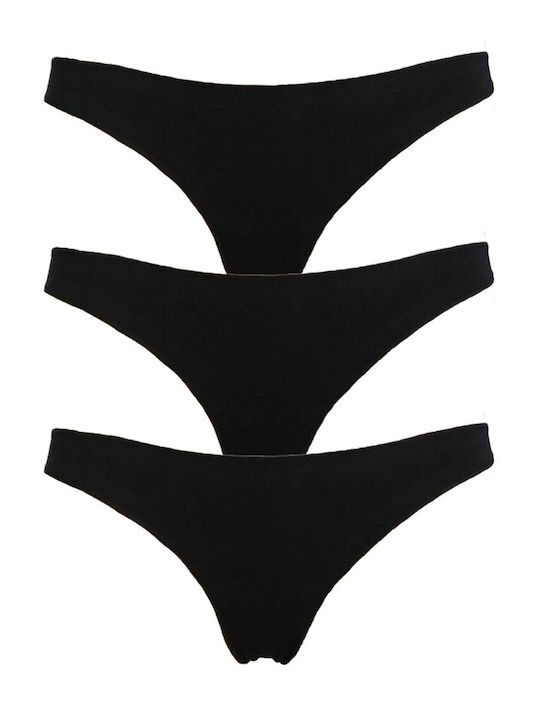 2nd Skin Cotton Women's Brazil 3Pack Seamless Black