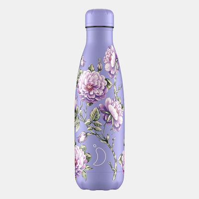 Chilly's Floral Flasche Thermosflasche Rostfreier Stahl BPA-frei Violet Roses 500ml CB