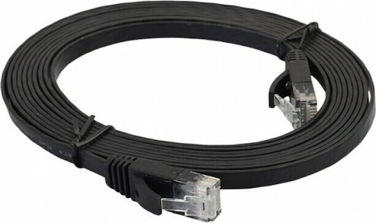 Flat U/UTP Cat.6 (Gigabit) Καλώδιο Δικτύου Ethernet 1.5m Μαύρο