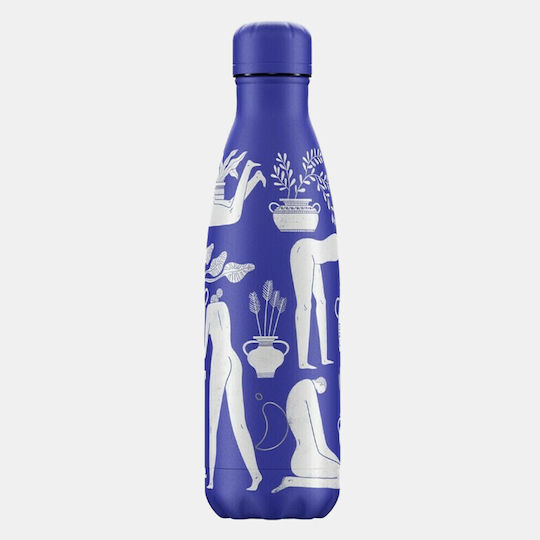 Chilly's Original Series Artist Thermos Bottle Stainless Steel BPA Free 500ml Greek Dream Blue