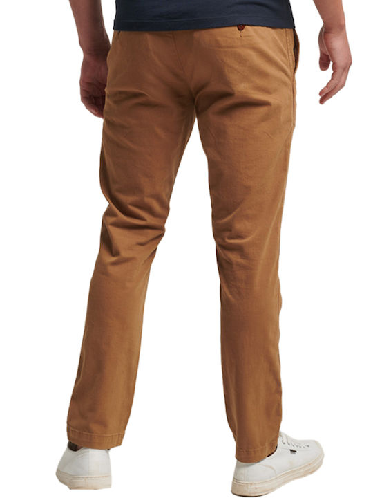 Superdry Pantalon Bărbătesc Chino cu Croială Slim Maro