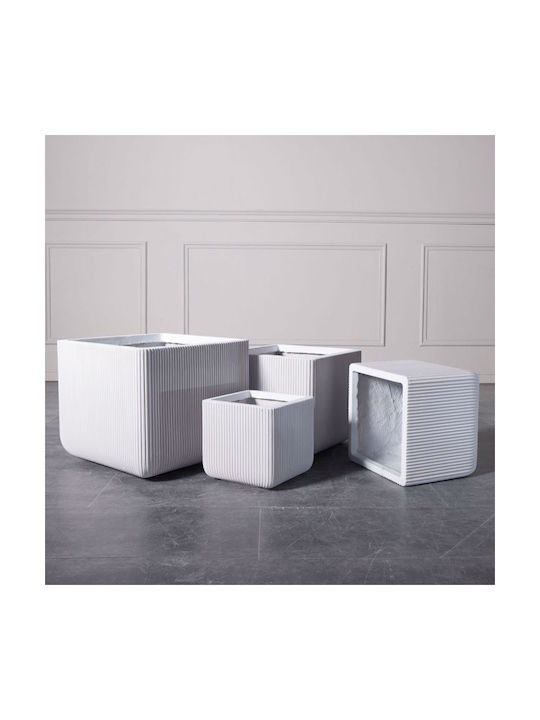 Supergreens Stripe Planter Ceramic White 24x23x23cm.