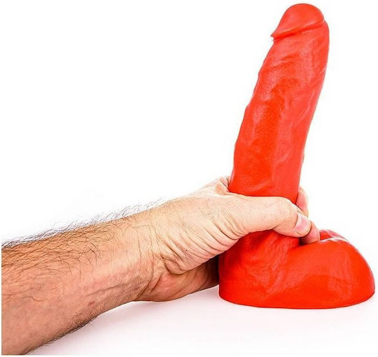 All Black All Red Ρεαλιστικό Dildo με Όρχεις Κόκκινο 22cm