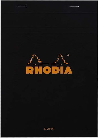 Rhodia Block No16 Σημειωματάριο A5 80 Φύλλων με Λευκές Σελίδες Μαύρο
