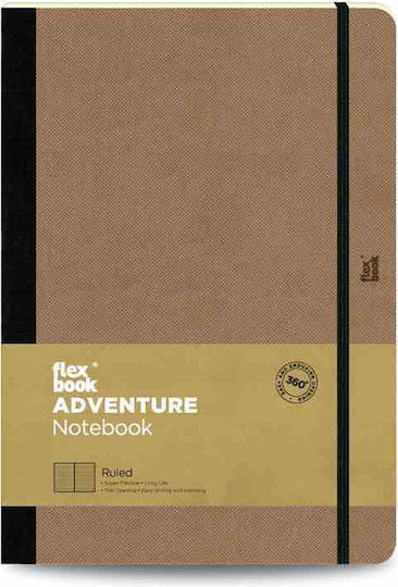 The Writing Fields Adventure Camel Σημειωματάριο B5 96 Φύλλων Ριγέ με Λάστιχο Καφέ