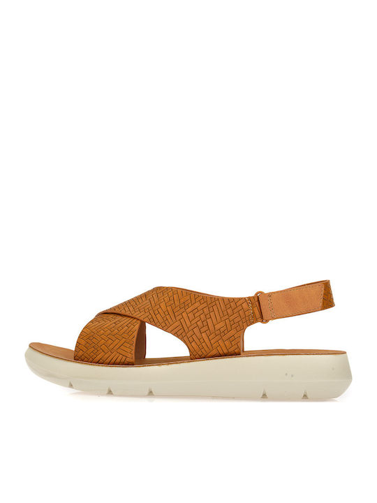 Women's Flat Sandals with Strap in Tabac Brown Color