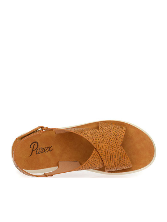Women's Flat Sandals with Strap in Tabac Brown Color