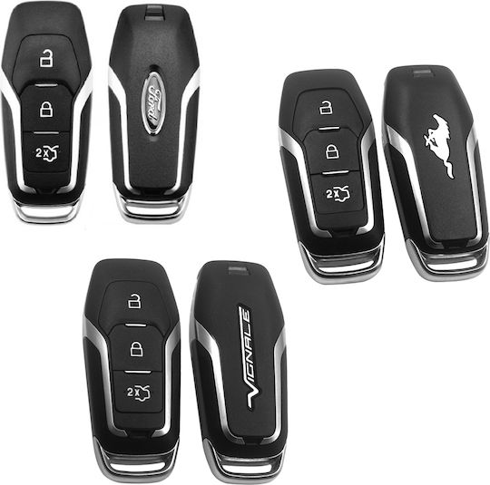 Silicone Car Key Cover Case Smart Key with 3 Buttons for Ford Black