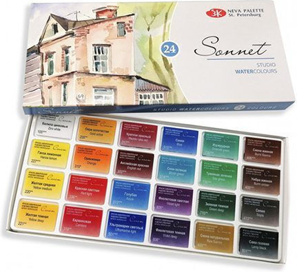 Neva Palette Sonnet Set of Watercolours Multicolored 2.5ml 24pcs