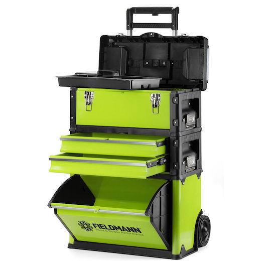 Fieldmann Wheeled Plastic Tool Carrier 3 Slot with Toolbox W52xD32xH72.1cm FDN 4150