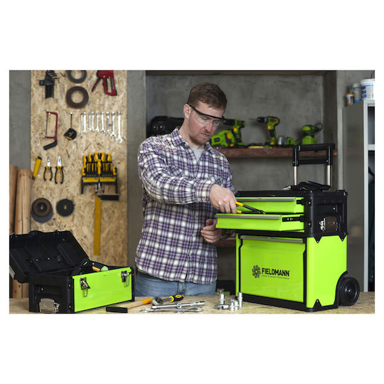 Fieldmann Wheeled Plastic Tool Carrier 3 Slot with Toolbox W52xD32xH72.1cm FDN 4150