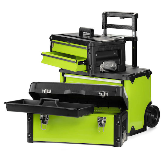 Fieldmann Wheeled Plastic Tool Carrier 3 Slot with Toolbox W52xD32xH72.1cm FDN 4150