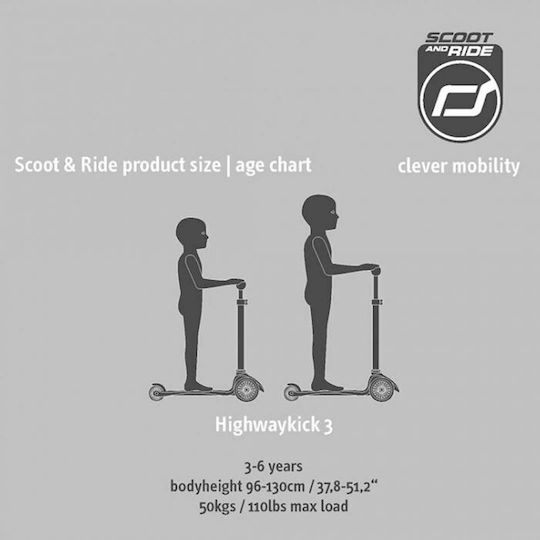 Scoot & Ride Kids Scooter Foldable Highwaykick 3 3-Wheel for 3-6 Years Green
