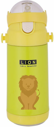 Estia Jungle Kids Water Bottle Thermos Stainless Steel with Straw Pear Green 350ml