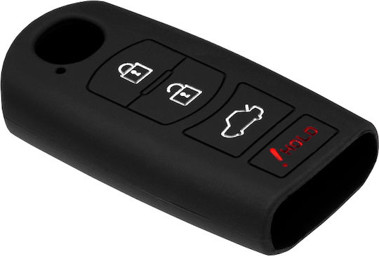Car Key Cover Case made of with 4 Buttons for Mazda in Black Color