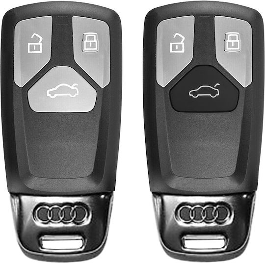 Silicone Car Key Cover Case with 3 Buttons for Audi Black