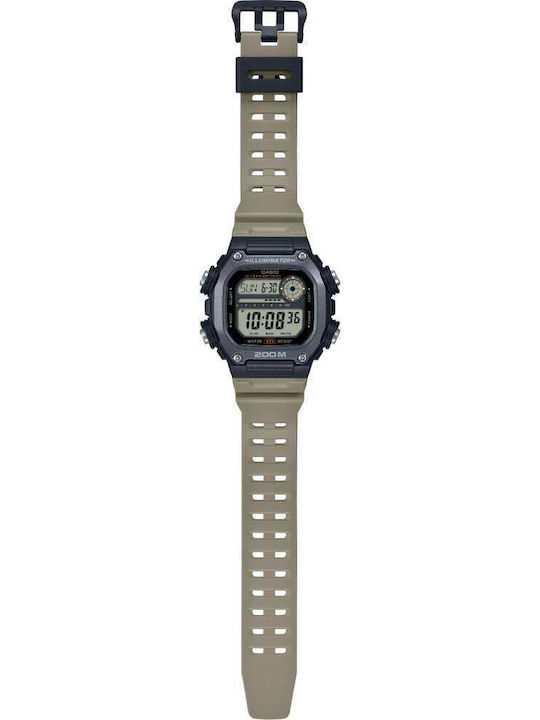 Casio Ceas pentru bărbați standard 50.4mm Mecanism Baterie cu Culoare Verde Cauciuc Brățară
