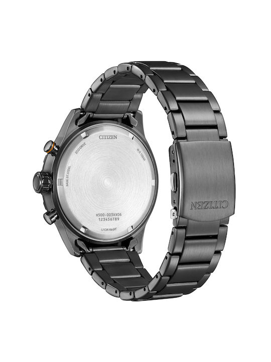 Citizen Ceas Cronograf Eco - Drive cu Negru Brățară metalică