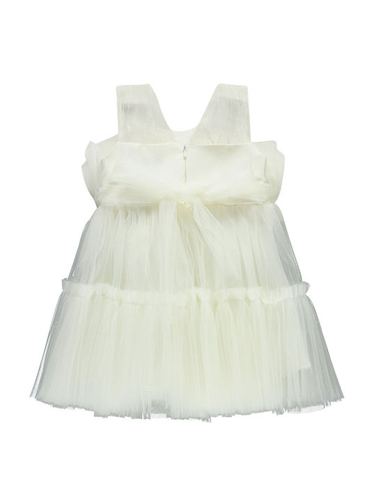 Children's dress with ecru flowers for girls (2-6 years)