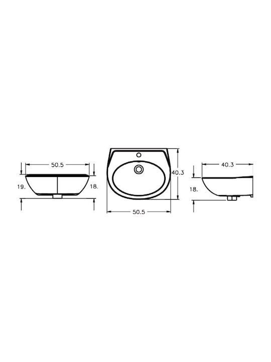 Turavit Wall Mounted Wall-mounted Sink Ceramic 40x50x18cm White