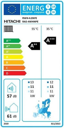 Hitachi Топлопомпа 11кВт Трифазен 80°C Сплит
