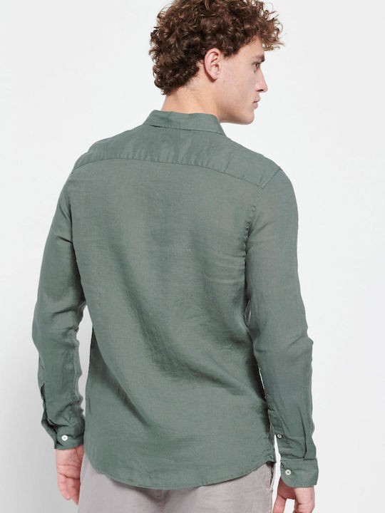 FBM007-00105 Long-sleeved Linen Shirt Dusty Green