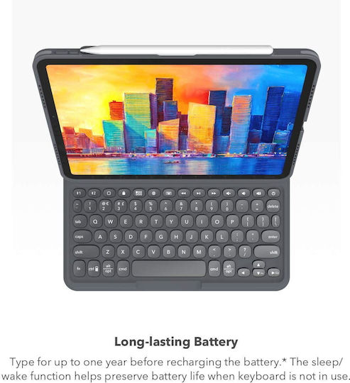 Zagg Pro Keys Flip Cover with Keyboard in English UK Grey (iPad Air 2020/2022)