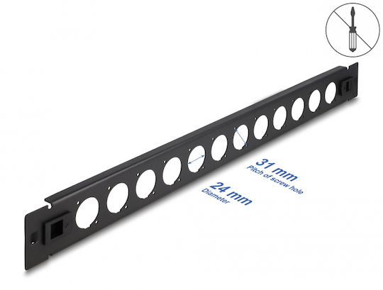 DeLock Patch Panel για Rack 1U 19" 12 Θυρών D-Type Μαύρο