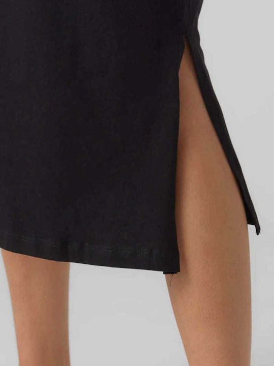 Summer Midi Dress with Tearing Black