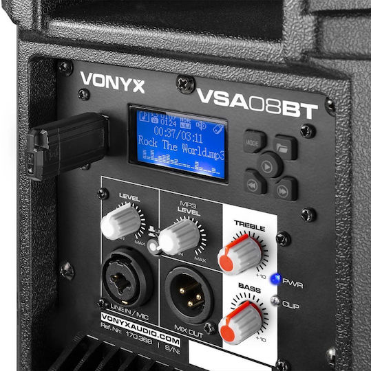 Vonyx VSA08BT 170.368 Active Speaker PA 250W with Woofer 8" 25x23.5x38.5cm.