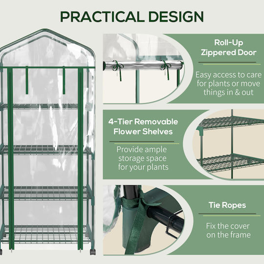 Outsunny Vertical Plant Seed Propagator with Metal Frame and Shelves 0.69x0.5x1.65m