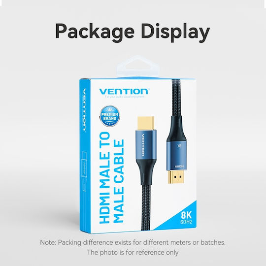 Vention HDMI 2.0 Premium High Speed 4K 60Hz HDR Braided Cable HDMI Male - HDMI Male Length 1.5m Blue