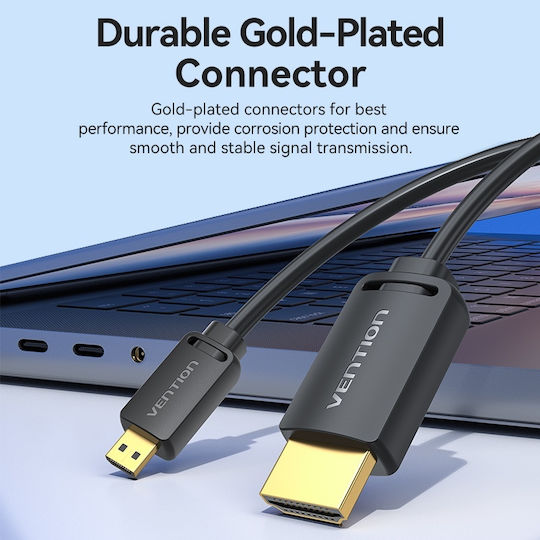 Vention HDMI 2.0 Cable mini HDMI male - HDMI male 1m Μαύρο