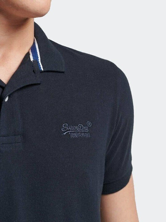 Superdry Bluza Bărbătească cu Mânecă Scurtă Polo Albastru marin