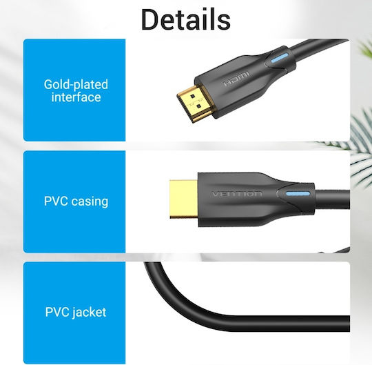 Vention HDMI 2.1 Ultra High Speed 48Gbps 4K 120Hz HDR VRR Cable HDMI Male - HDMI Male 5m Black