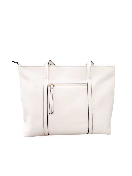 Verde Women's Bag Shopper Shoulder White