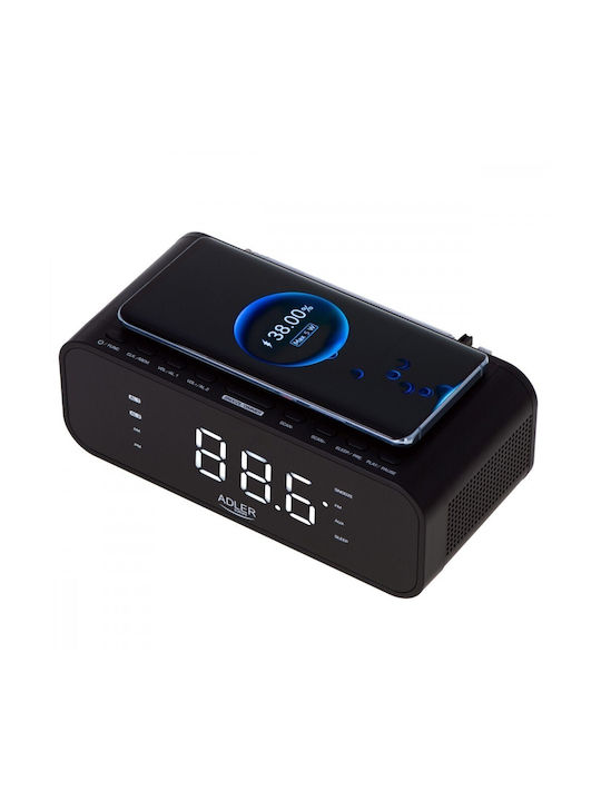 Adler AD 1192B Ceas Digital de Masă cu Alarmă, Radio și Încărcare Wireless AD 1192b