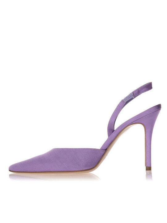 Sante Pointed Toe Stiletto Lilac High Heels with Strap