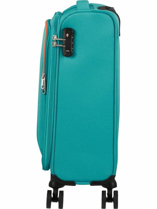 American Tourister Sea Seeker Cabin Travel Suitcase Fabric Aqua Green with 4 Wheels Height 55cm 146674-1013